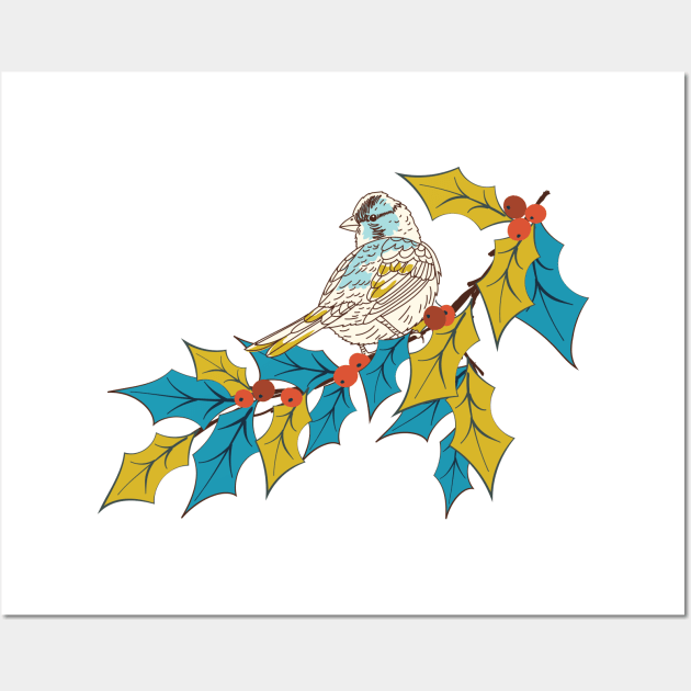 Colorful Holly Bird Design Wall Art by SWON Design